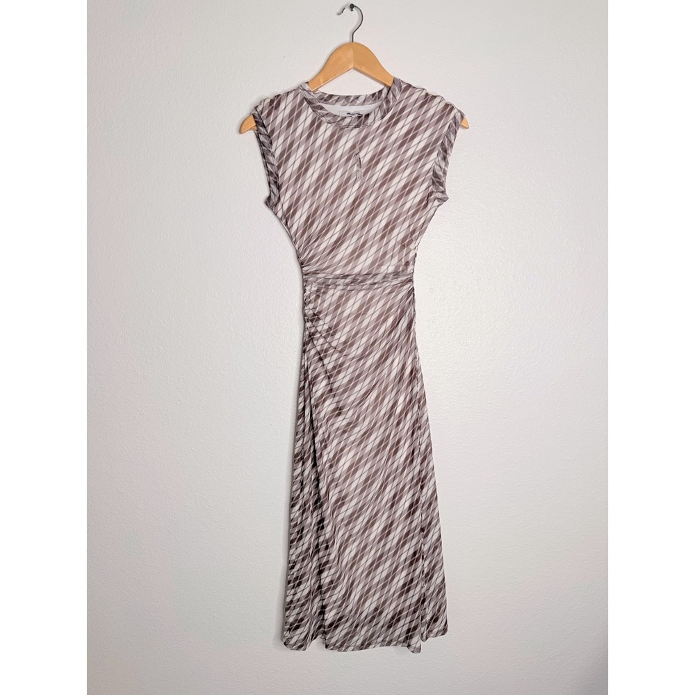 Madewell Cap-Sleeve Ruched Midi Dress Spiced Brown XXS NWT